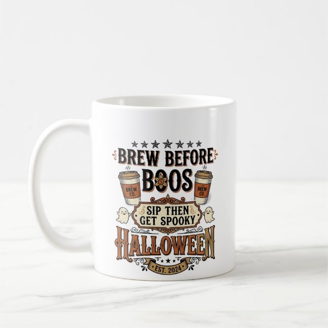 Mug Chemise de café Halloween Brasser avant les fantôm (Gauche)