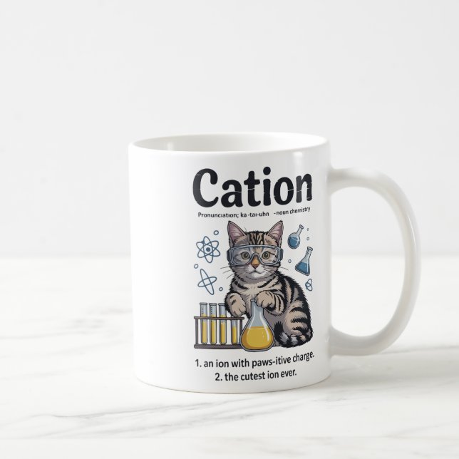 Mug Chemise de cation Chat Science Chimie Professeur D (Droite)