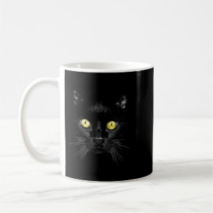 Mug Chemise de chat noir aux yeux jaunes effrayants Ha