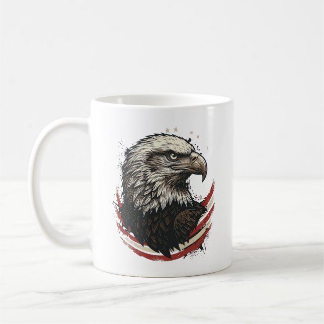 Mug Chemise de conception de gravure patriotique d'aig (Gauche)