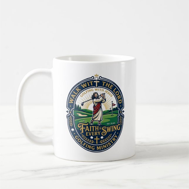 Mug Chemise de golf Jésus Dessin basé sur la foi_1 (Gauche)