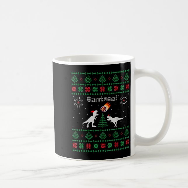 Mug Chemise de Noël laide de dinosaure Santaaa  (Droite)
