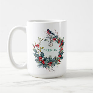 Mug Chemise de Noël & Robin Rouge Avec Monogramme