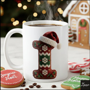 Mug Chemise de Noël tricotée lettre I chapeau de Père