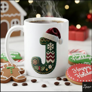 Mug Chemise de Noël tricotée lettre J chapeau de Père