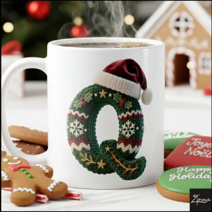 Mug Chemise de Noël tricotée lettre Q chapeau de Père