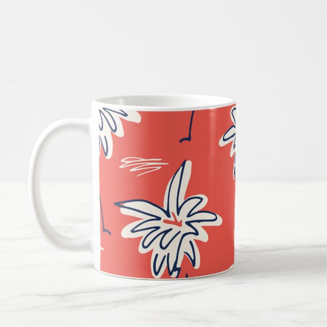 Mug Chemise de plage hawaïenne, motif de doodle palm. (Gauche)