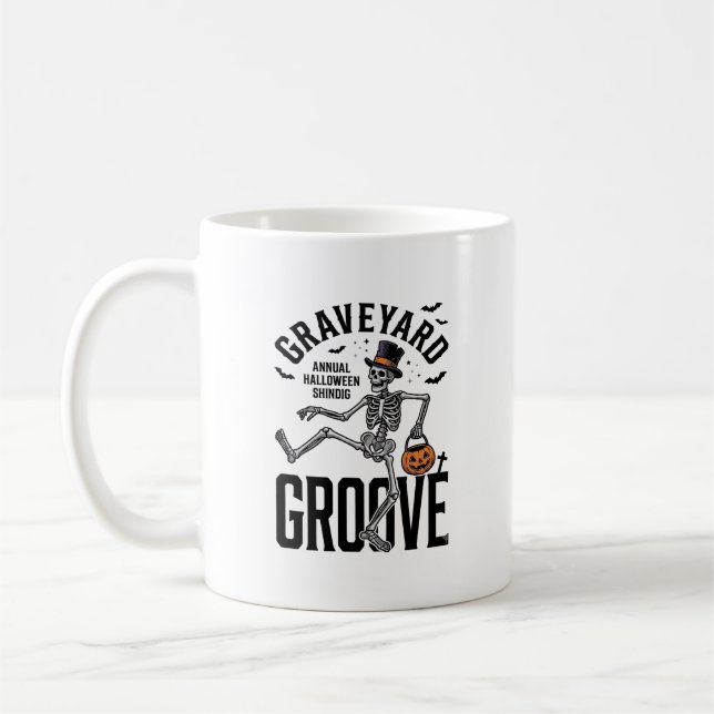 Mug Chemise de squelette dansant avec citrouille Vinta (Gauche)