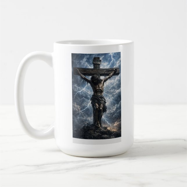 Mug chemise présentant une œuvre touchante de Jésus-Ch (Gauche)