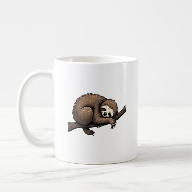 Mug Chemise Rétro Nature Gravure Paresseux (2) (Gauche)