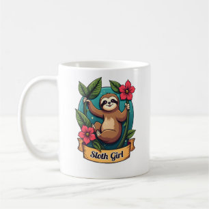 Mug Chemise Rétro Tropical Fleur Fille Paresseux Vinta