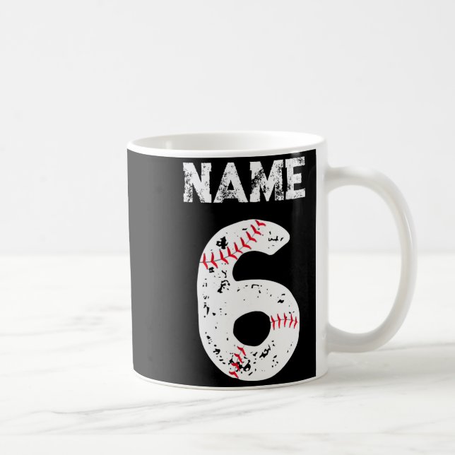 Mug Chemise T Baseball Équipe De Baseball 6 Numérotée  (Droite)