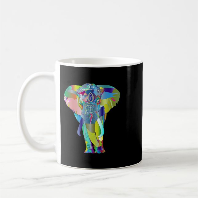 Mug Chemise T Psychadélique Eléphant Multicolore (Gauche)