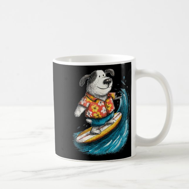 Mug Chemise tropicale aloha Surfing Dog Cavalier de va (Droite)