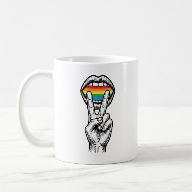 Mug Chemise vectorielle de fierté de la main de la pai (Gauche)
