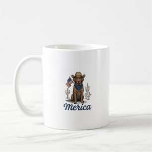 Mug Chemise Vintage Merica Cowboy Chien Drapeau Améric