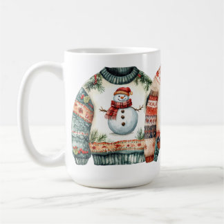 MUG CHEMISES DE NOËL À L'AQUARELLE ROUGE ET VERTE