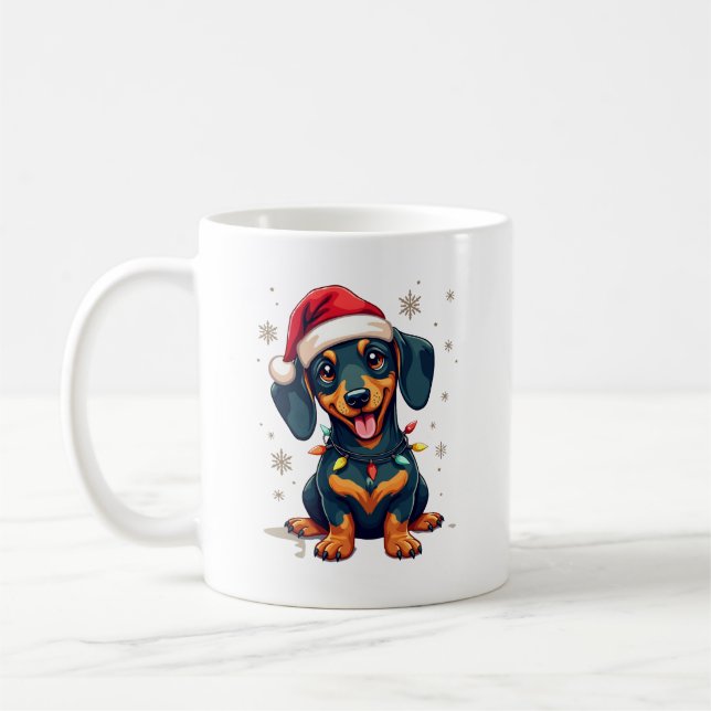 Mug Chemises de Noël de l'arbre de chiens de teckel Ca (Gauche)