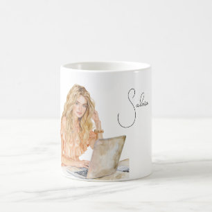 Mug Chemisier blond pêche Ordinateur