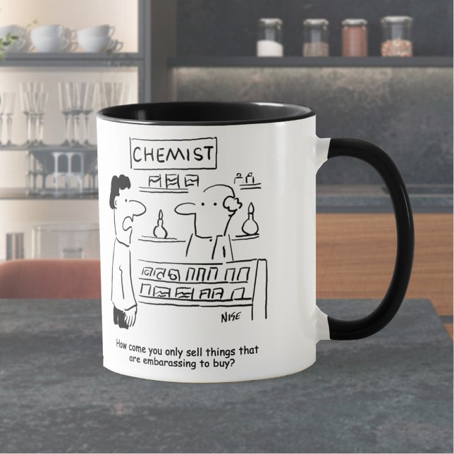 Mug Chemist vend des produits embarrassants. Pharmacie (Créateur téléchargé)