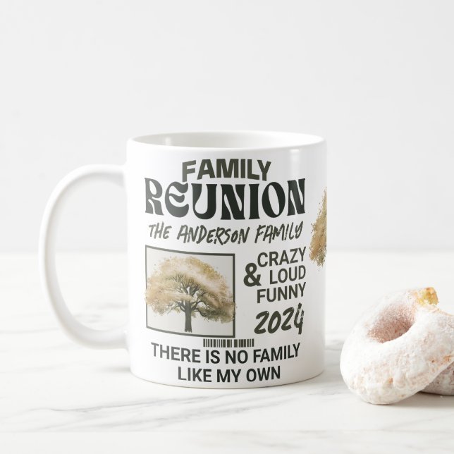 MUG CHÊNE DE RÉUNION DE FAMILLE PERSONNALISÉE (Avec donut)