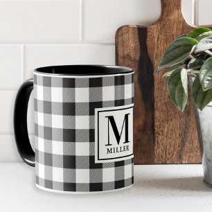 Mug Chèque agricole moderne noir Buffalo chèque Monogr