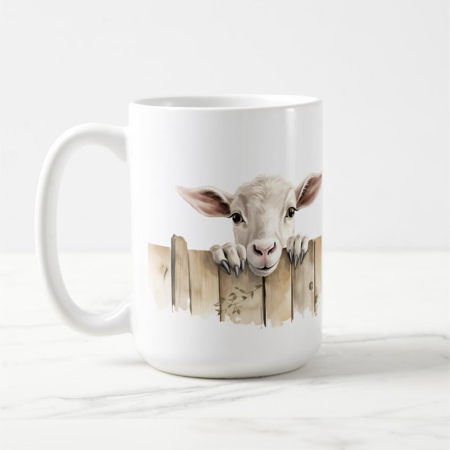 MUG CHÈQUE BLANCHE ADORABLE SURPLOMBANT LA FENÊTRE (Gauche)
