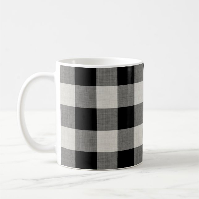 Mug Chèque de buffle noir | Ferme moderne (Gauche)