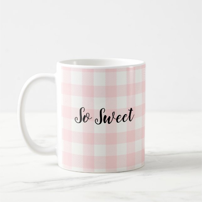 Mug Chèque Motif à café rose doux (Gauche)