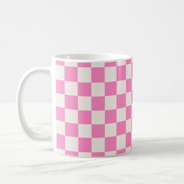 Mug Chèque rose, Motif en damier, À damiers (Gauche)