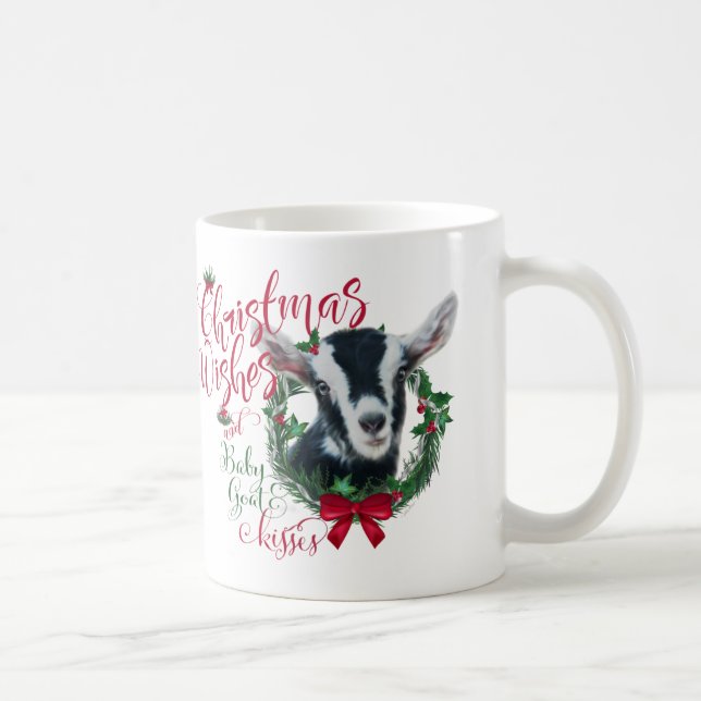 Mug CHÈQUE | voeux de Noël Bébé Chèvre Baisers Alpin (Droite)