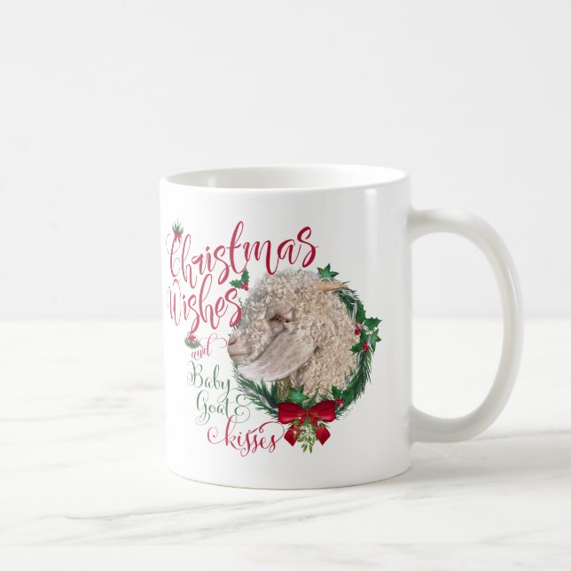 Mug CHÈQUE | Voeux de Noël Bébé Chèvre Baisers Angora (Droite)