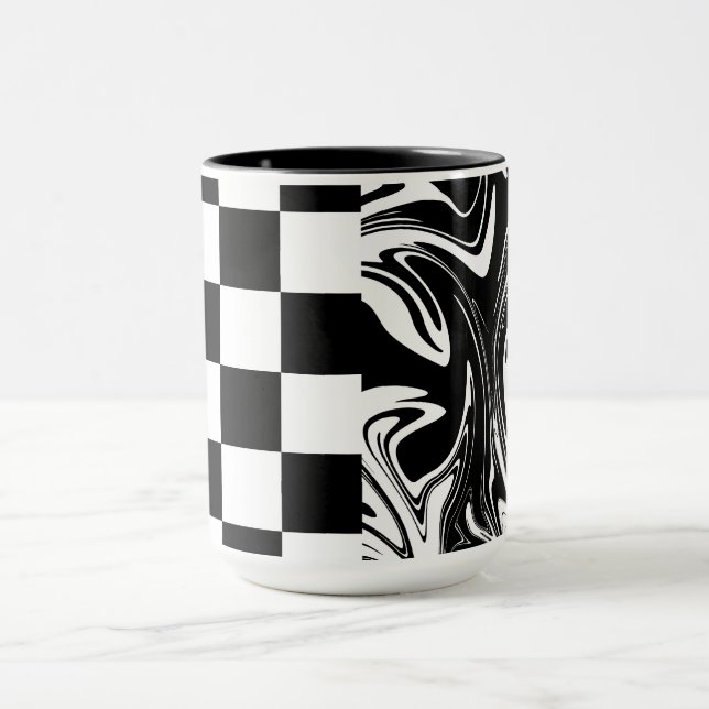 Mug Chèques et tourbillons - Noir et Blanc (Centre)