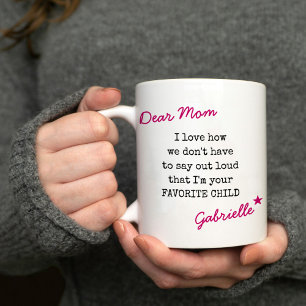 Mug Cher Maman Enfant Préféré Machine à Écrire Typogra