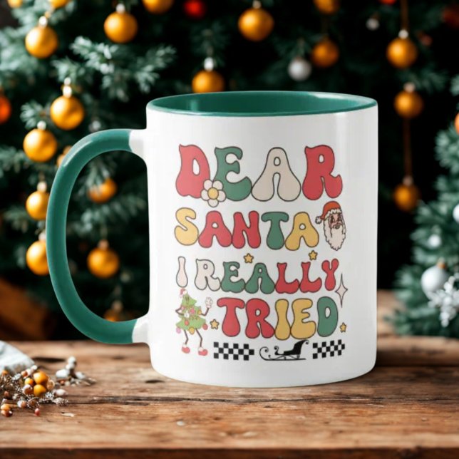 Mug Cher Père Noël J'Ai Vraiment Essayé Retro Funny No (Créateur téléchargé)