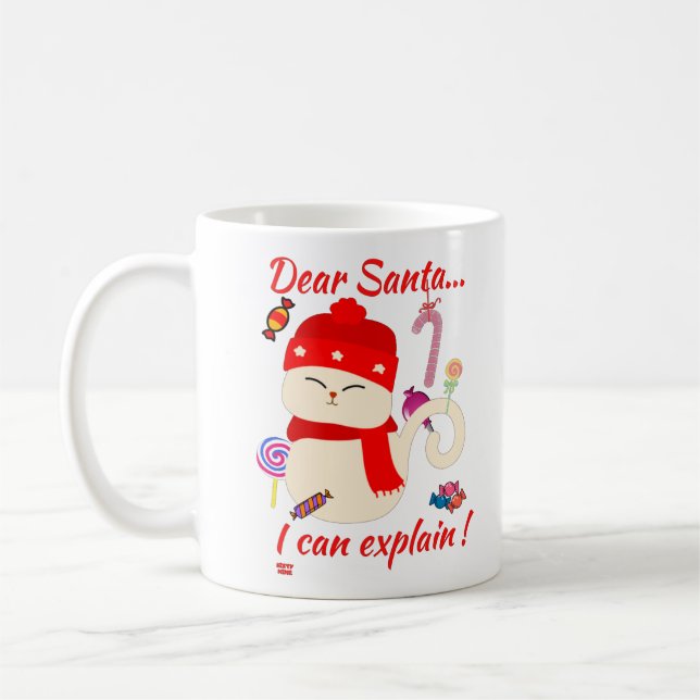 Mug CHER PÈRE NOËL... JE PEUX EXPLIQUER ! drôle chat d (Gauche)