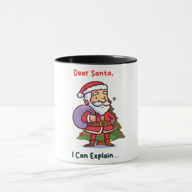 Mug Cher Père Noël, Je Peux Expliquer - Noël Drôle (Centre)
