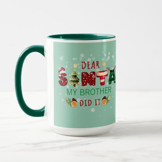 Mug Cher Père Noël Mon Frère L'a Fait Classique Noël A (Gauche)