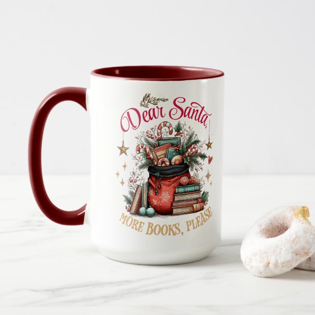 Mug Cher Père Noël, Plus de Livres S'il Vous Plaît  (Avec donut)