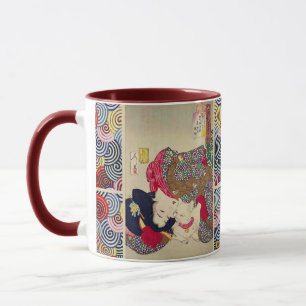MUG CHERCHANT LE TIRESOME, FEMME JAPONAISE AVEC CHAT B