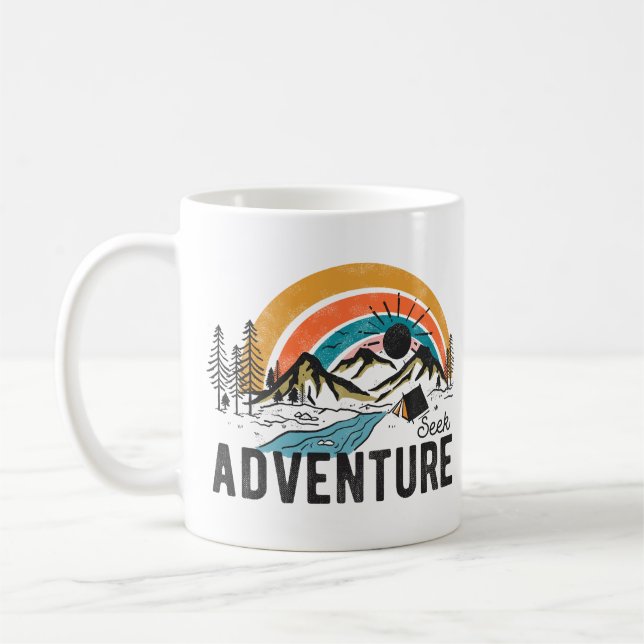 Mug Chercher l'aventure Camping de montagne (Gauche)