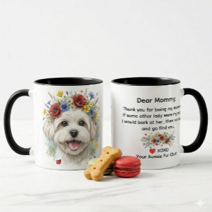 Mug Chère Maman Chien Maltais Couronne de Fleur des Ch