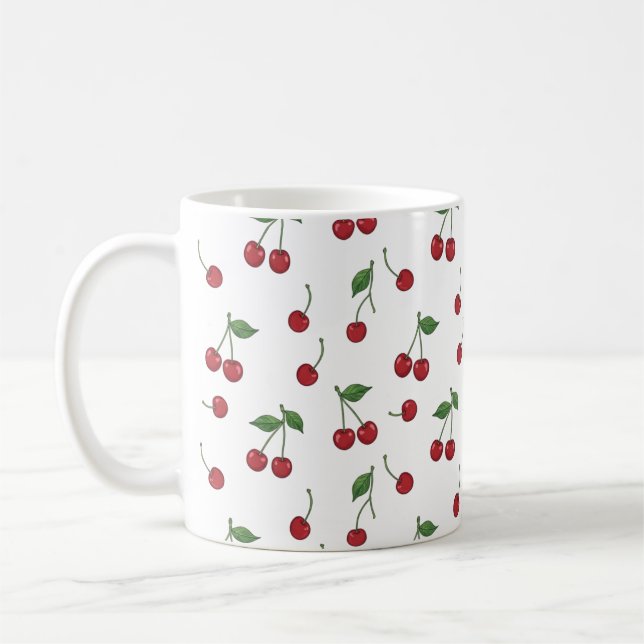 Mug Cherry Fruit Repeat Pattern Design (Gauche)