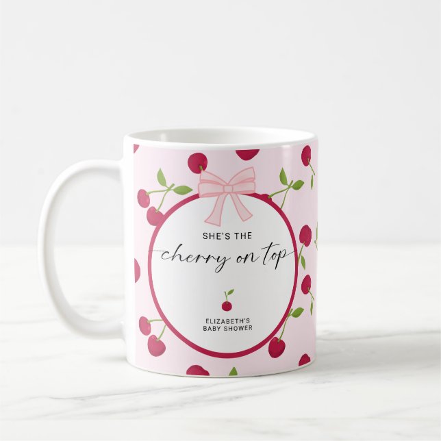 Mug Cherry On Top Baby Shower Coquette Pink Cute (Gauche)