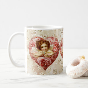 Mug Cherub avec Flèche Rose Heart Bokeh Bling