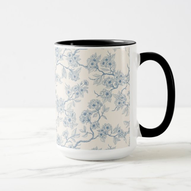 Mug Chery blossom branches in blue and off white (Droite)