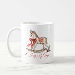 Mug Cheval à bascule de Noël à l'aquarelle