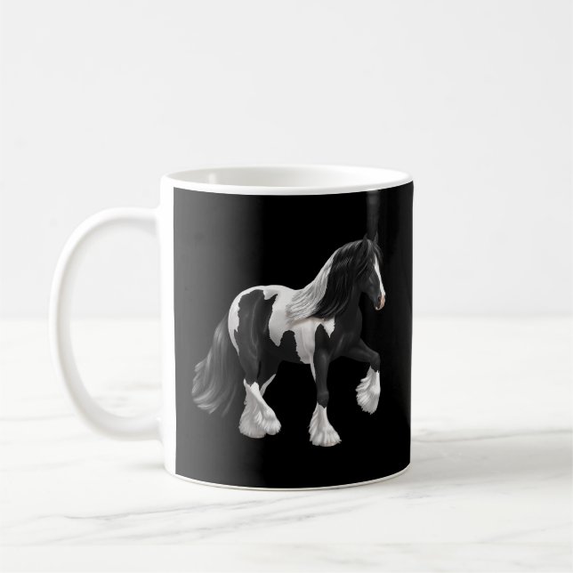 Mug Cheval à bascule noir blanc Piebald Pinto Gypsy Va (Gauche)