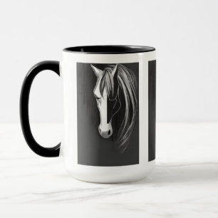 Mug Cheval abstrait noir et blanc