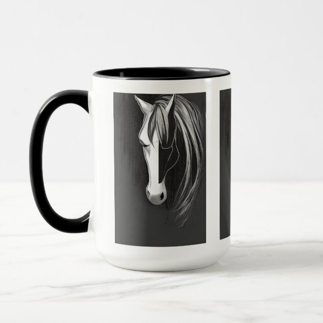 Mug Cheval Abstrait noir et blanc (Gauche)